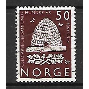NORWAY 1964 50 ORE PURPLE BEEHIVE EMBLEM SG 565 FINE USED