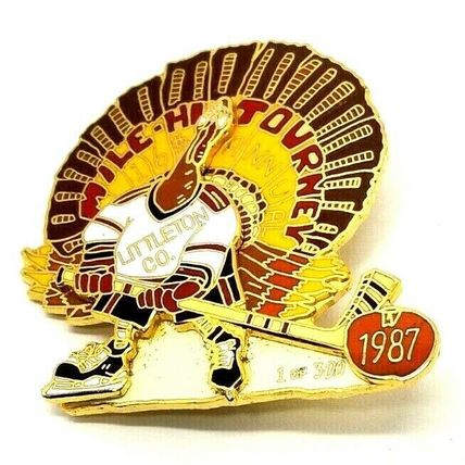 Littleton Co. Hockey Pin Brooch 1987 Turkey 16th Annual Limited 1 of 300 (B12)