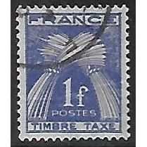 Po Mi 84: 1 Fr. blue Postage Due Stamp: Wheatsheaves