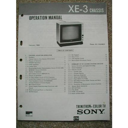 SONY XE-3 Chassis Operation manual