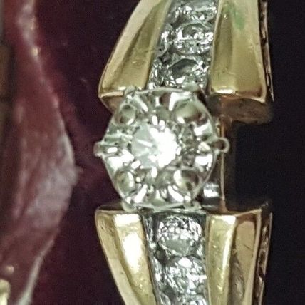 Antique Art Deco .50ct Diamond Engagement 14k Yellow Gold Filigree Ring