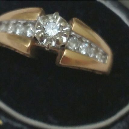 Antique Art Deco .50ct Diamond Engagement 14k Yellow Gold Filigree Ring
