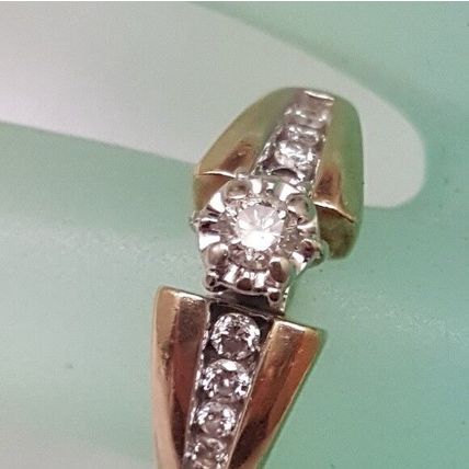 Antique Art Deco .50ct Diamond Engagement 14k Yellow Gold Filigree Ring