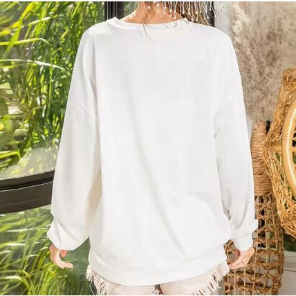Woman Long Sleeve Baseball Sweatshirt Loose Fit Casual Game Day Run Large