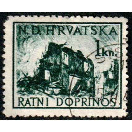 Croatia 1944 War Charity Stamp 1K Used Stamp