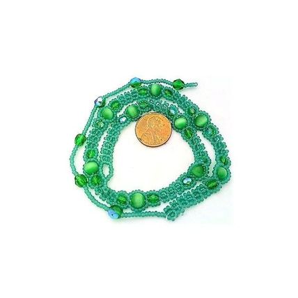 Green Cat Eye Beaded Daisy Chain Choker Necklace
