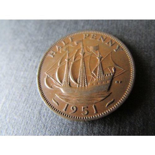 1951 GEORGE VI HALFPENNY - COIN - 2 FREE POST. AA