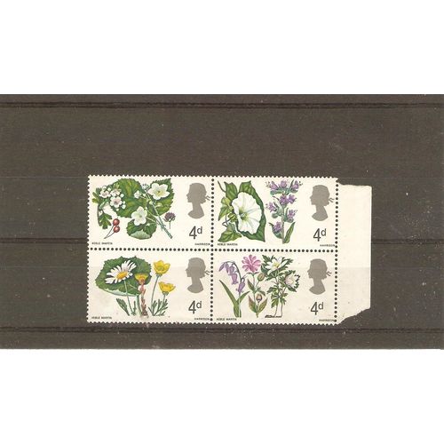 Great Britain Wild Flowers 4d block of 4 different mint stamps