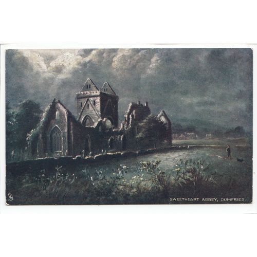 Sweetheart Abbey in Moonlight Dumfries Oilette Art Postcard 7197