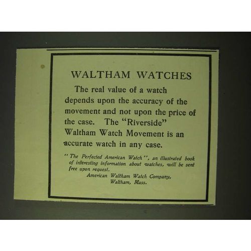 1900 Waltham Watches Ad - The real value of a watch