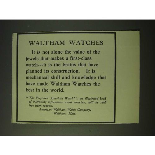 1900 Waltham Watches Ad - The Value of the Jewels