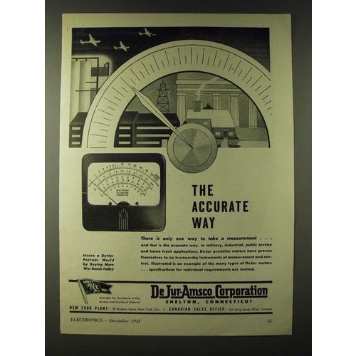 1943 DeJur-Amsco Corporation Eletronic Voltmeter Ohmmeter Ad - The accurate way