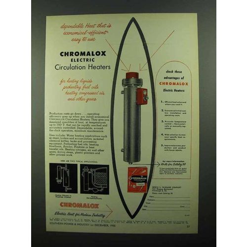1950 Chromalox Electric Circulation Heaters Ad
