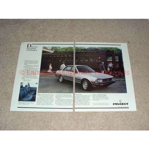1984 2pg Peugeot 505 STI Car Ad - Dad Meets Graduate!!