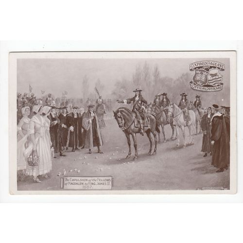 Expulsion of the Fellows of Magdalen by King James II Oxford Pageant RP Postcard