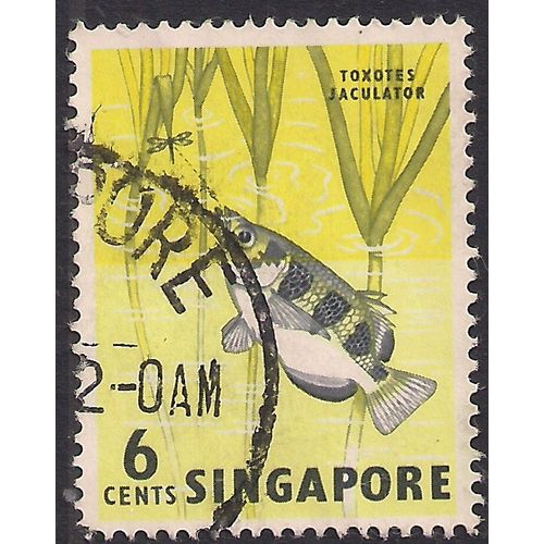 Singapore 1962 - 66 QE2 6ct Archerfish SG 67 ( K1328 )