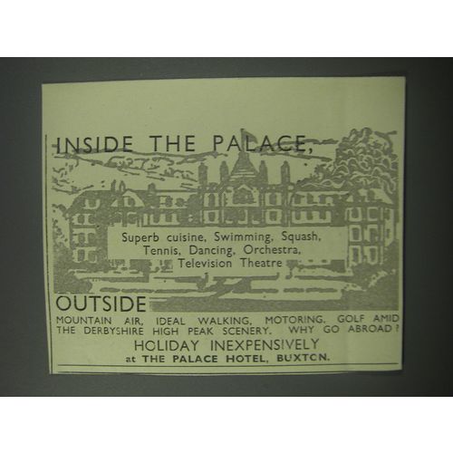 1954 The Palace Hotel Buxton Ad - Inside the palace