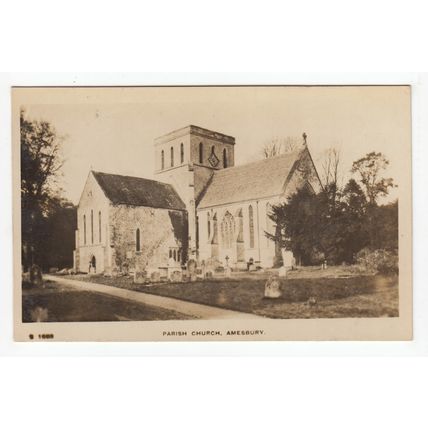 Parish Church Amesbury RP Postcard Wiltshire