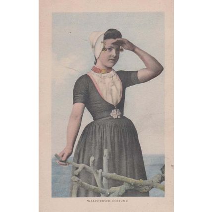 Walchersch Dutch Antique Fashion Dress Costume Postcard