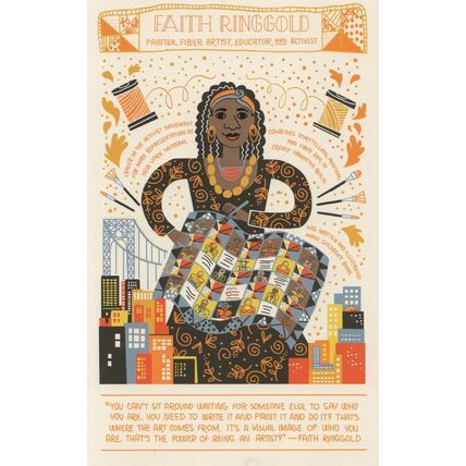 Faith Ringgold American Sculptor Quilt Artist Activist Postcard