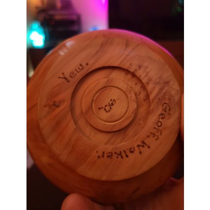 Beautiful Turned Wood Bowl yew Embroidered Lid