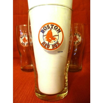 SET OF 4 BOSTON RED SOX STYLIZED PINT GLASSES OFFICIAL MLB MAJOR LEAGUE BASEBALL