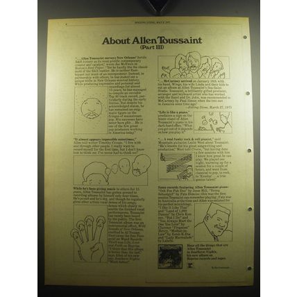 1975 Allen Toussaint Southern Nights Album Ad - About Allen Toussaint (Part III)