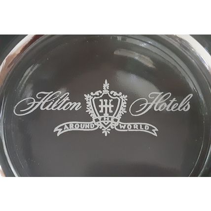 Hilton Hotel Ashtray Clear Glass Around the World Vintage Please READ