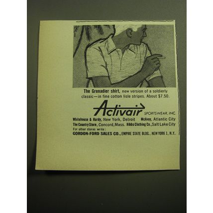 1958 Activair Shirts Ad - The Grenadier shirt, new version of a classic