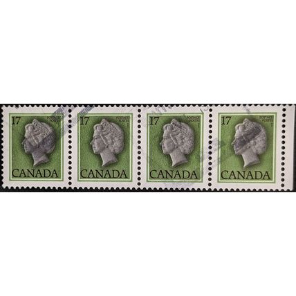 STAMP Canada SG869a Strip of Four 1979 17c Queen Elizabeth II Used
