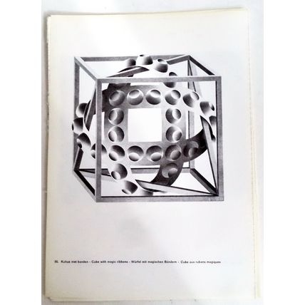 ESCHER print THREE SPHERES Vintage 60S Orig Graphic Poster optic wall art Gift