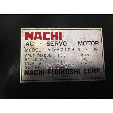 NACHI MDM212HIV 2.1Kw AC SERVO MOTOR, 2.1kW,2000-RPM NACHI-FUSIKOSHI,BK