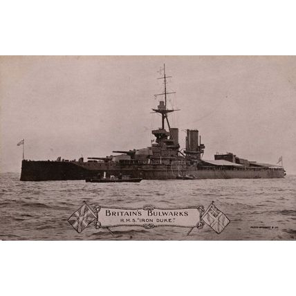 British Bulwarks HMS Iron Duke Real Photo WW1 Ship Postcard