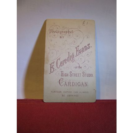 victorian photograph CDV of young child. Photo by E Ceridig Evans of Cardigan =