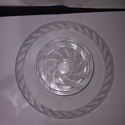 Anchor Hockings Glass Cake Stand Pedestal Footed Large Punch Bowl Chip & Dip