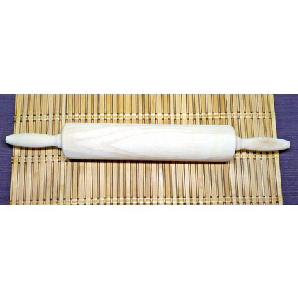 Vintage Wooden Pastry Dough Plain Rolling Pin With Handle Brown 18 Inches FLAW