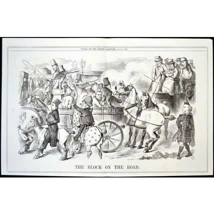 BLOCK ON THE ROAD 1881 John Tenniel - Joseph Swain PUNCH CARTOON PAGE