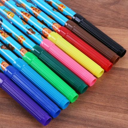 10x EMOJI COLOURING MARKERS Kids Coloured Felt Tip Art Craft Drawing Fibre Pens
