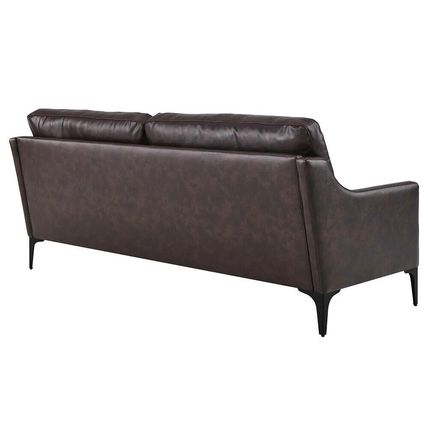 74.5" Wide Mid-Century Sofa Supple Genuine Leather Tan, Gray, Brown Ships FedEx!