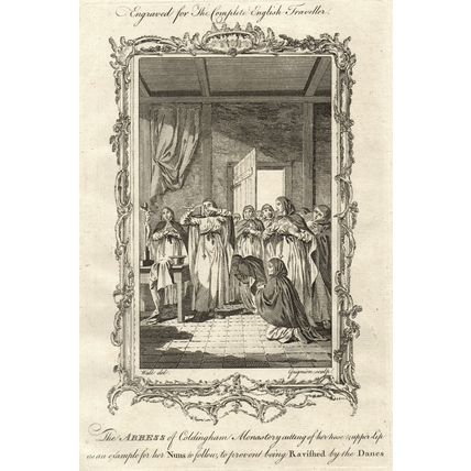 ABBESS OF COLDINGHAM MONASTERY 1771 Charles Grignion ANTIQUE ENGRAVING