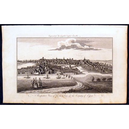 PERSPECTIVE VIEW OF COLCHESTER, IN THE COUNTY OF ESSEX 1771 ANTIQUE ENGRAVING