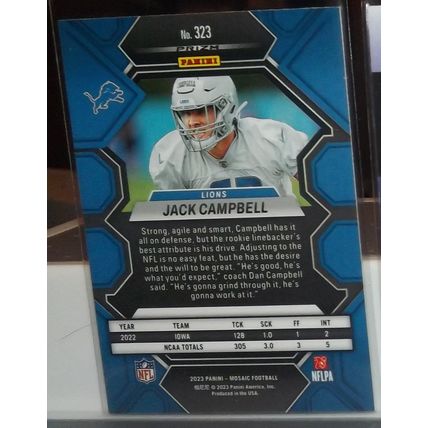 2023 Mosaic JACK CAMPBELL (Lions) Rookie Card #323