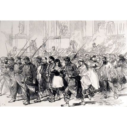 COMMUNIST PRISONERS LED THROUGH THE PLACE DE L’OPERA, PARIS 1871 ENGRAVING