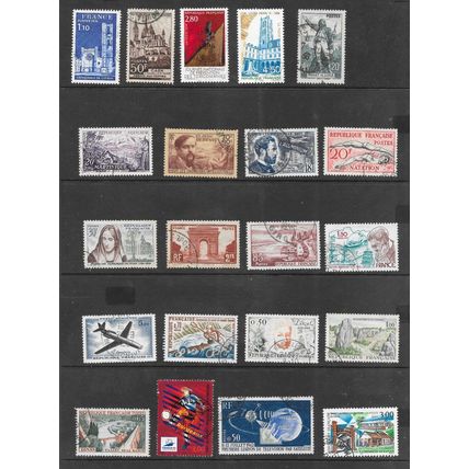 FRANCE SELECTION VIEWS PLANES HISTORY PERSONALITIES SPACE STAMPS USED @ 11p ea.