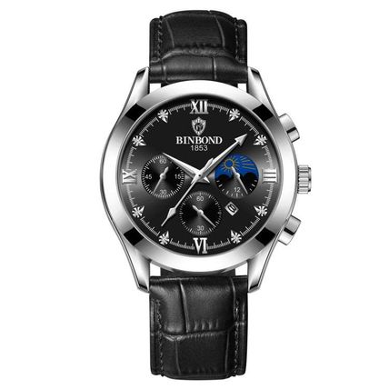 BINBOND B3591 30m Waterproof Luminous Calendar Men Watch, Rose Gold-Black, Rose