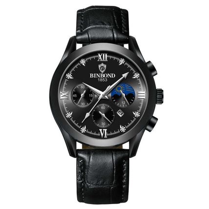 BINBOND B3591 30m Waterproof Luminous Calendar Men Watch, Rose Gold-Black, Rose