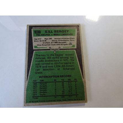 1975 Topps Football Card # 451 Bill Bergey Good (2) Philadelphia Eagles