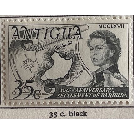 Antigua 1967 35c Black Barbuda Settlement Mounted Mint MM SG 211 stamp van risen