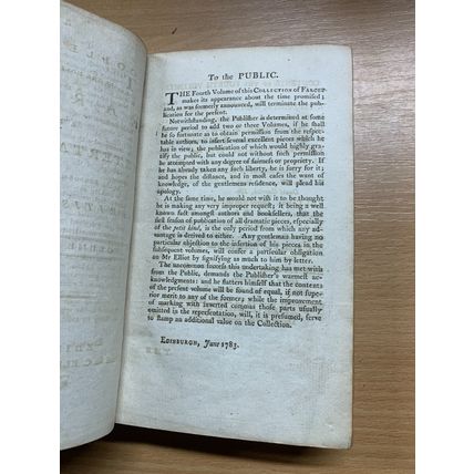 RARE* 1783 "A COLLECTION OF FARCE & ENTERTAINMENTS" THEATRE VOL 4 BOOK (T3)