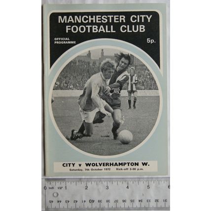 1972 programme Manchester City v. Wolverhampton Wanderers, 7/10